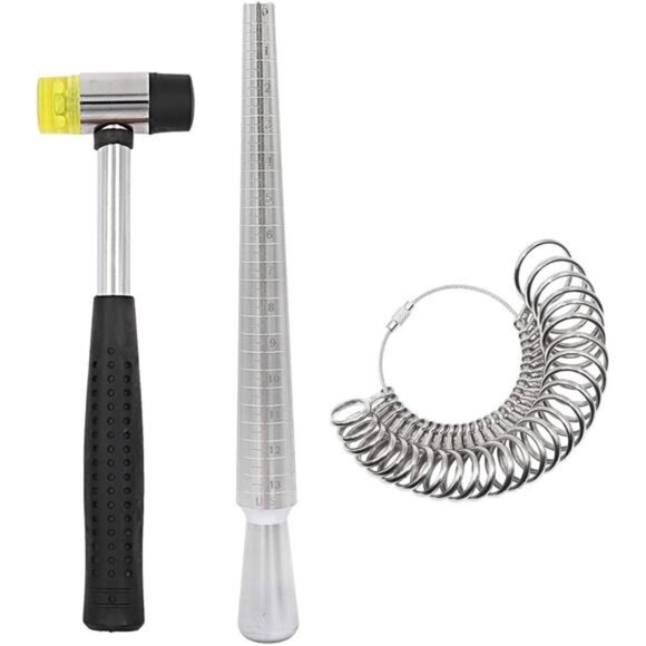 Rould Ring Mandrel Metal Ring Sizer Gauge Set with Jewelers Rubber - Picture 2 of 8